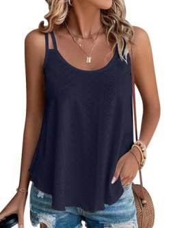 Damen Tank Top Sommer Spaghetti Cami Blusen Tops Oberteile Ärmellose Camisole Shirt Navy L von Hgyfcnb