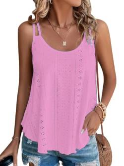 Damen Tank Top Sommer Spaghetti Cami Blusen Tops Oberteile Ärmellose Camisole Shirt Rosa XXL von Hgyfcnb