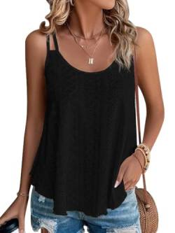 Damen Tank Top Sommer Spaghetti Cami Blusen Tops Oberteile Ärmellose Camisole Shirt Schwarz L von Hgyfcnb