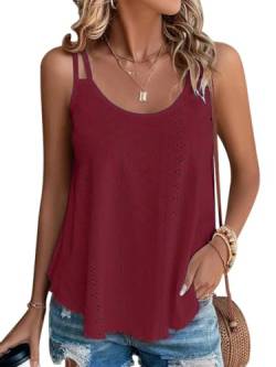 Damen Tank Top Sommer Spaghetti Cami Blusen Tops Oberteile Ärmellose Camisole Shirt Wein.rot XL von Hgyfcnb