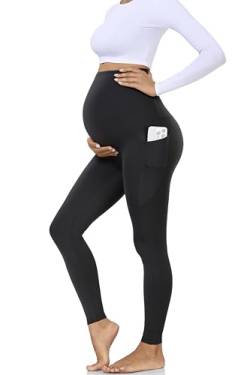 Hi Clasmix Umstandsleggings über dem Bauch mit Taschen, weich, nicht durchsichtig, für Workout, Schwangerschaft, Yoga von Hi Clasmix