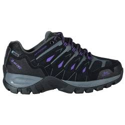 Hi-Tec CORZO Low/TORCA Low Women, Wanderstiefel für Damen, Trekkingschuhe, wasserdichte und atmungsaktive Dri-Tec®-Membran, Reh Low Wp Wo S Black Charcoal Berry, 38 EU von Hi-Tec