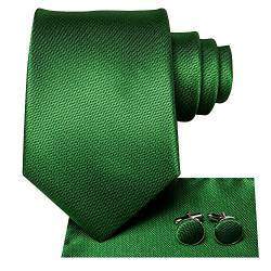 Hi-Tie Herrenkrawatte, grasgrüne Krawatte mit Einstecktuch, Manschettenknöpfe, Seidenkrawatte, formelle Geschäftshochzeit von Hi-Tie