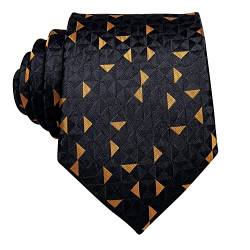 Hi-Tie Schwarz Gold Krawatten Einstecktuch Manschettenknöpfe Formelle Herren Krawatte Sets Hochzeit Business von Hi-Tie