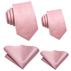 Hi-Tie Vater und Sohn Krawatte Set Jacquard gewebte Seide Krawatte Einstecktuch Set Für Hochzeit Party Formal Kleid Geschenke, Blush Pink, Medium von Hi-Tie