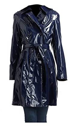 Damen PVC-Mantel, modisch, Wet-Look, Kleidung, Trenchcoat, Regenmantel, schwarz, PU-Leder, Langer PVC-Mantel, XXX-Large von HiFacon
