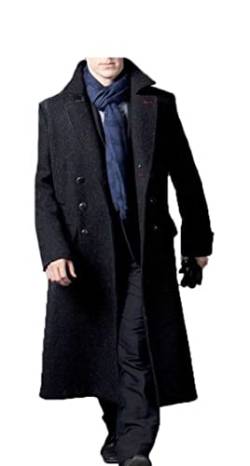 HiFacon Benedict Cumberbatch Sherlock Holmes Herren Trenchcoat, Schwarz – Trench-Wollmantel, L von HiFacon