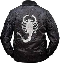 HiFacon Drive Scorpion Ryan Gosling Herren-Bomberjacke mit Skorpion-Logo, gestepptes Design, Satin, Schwarz - Satin Jacke, L von HiFacon