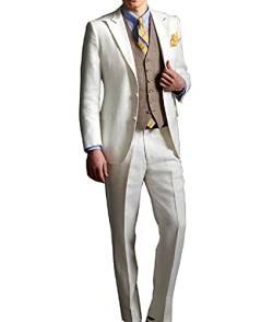 HiFacon Leonardo Dicaprio Great Gatsby weiß 3-teilig Anzug Gr. XL, Cremeweiß – 3-teiliger Anzug von HiFacon
