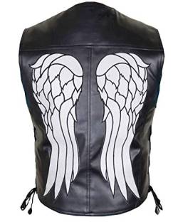 The Walking Dead Daryl Dixon Angel Wings Weste Motorrad Lederjacke Gr. S, Schwarz - Engelsflügel Weste Echtleder von HiFacon