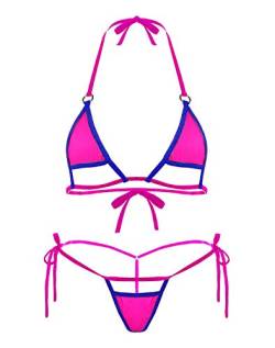 2-teiliges Mini-Bikini-Set für Damen, sexy ausgeschnittenes Bademode, Neckholder, Mikro-Dessous, Schnürung, Badeanzug, 01-schwarz, Einheitsgröße von HiSexy