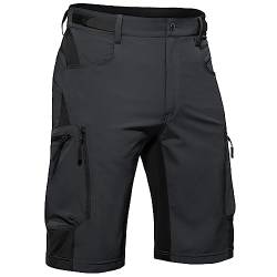 Hiauspor Kurze Hosen Herren, Leichte Wanderhose Atmungsaktiv Schnelltrocknen Cargo Bermuda Shorts Elastische Radlerhose MTB Fahrradhose Outdoorhose Sport Radhose Sommer 6 Taschen (Stylish-Grey, L) von Hiauspor