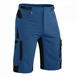 Hiauspor Kurze Hosen Herren, Leichte Wanderhose Atmungsaktiv Schnelltrocknen Cargo Bermuda Shorts Elastische Radlerhose MTB Fahrradhose Outdoorhose Sport Radhose Sommer mit 6 Taschen (Indigo, M) von Hiauspor