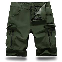 Hiauspor Kurze Hosen Herren Sommer Leichte Cargo Shorts mit 7 Taschen Bermuda Wanderhose Cargohose Herren kurz MTB Hose Radhose Chino Sport Stretch Fahrrad Radlerhose Arbeitshosen(Armeegrün,M) von Hiauspor