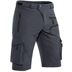 Hiauspor Shorts Herren, Sommer Leichte Schnelltrocknend mit 5 Taschen Cargo Bermuda Wanderhose Sport Chino Trekking Outdoor MTB Hose Männer Kurz Atmungsaktiv Stretch (Dunkelgrau, S) von Hiauspor