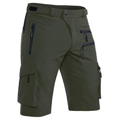 Hiauspor Shorts Herren, Sommer Leichte Schnelltrocknend mit 5 Taschen Cargo Bermuda Wanderhose Sport Chino Trekking Outdoor MTB Hose Männer Kurz Atmungsaktiv Stretch (Grün, 2XL) von Hiauspor