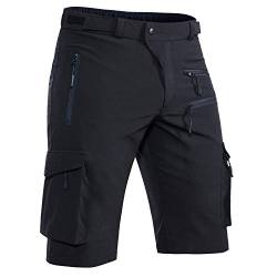 Hiauspor Shorts Herren, Sommer Leichte Schnelltrocknend mit 5 Taschen Cargo Bermuda Wanderhose Sport Chino Trekking Outdoor MTB Hose Männer Kurz Atmungsaktiv Stretch (Schwarz, 2XL) von Hiauspor