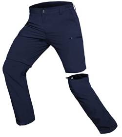 Hiauspor Wanderhose-Herren-Zip-Off-Outdoorhose-Sommer-Leicht-Trekkinghose-Atmungsaktiv-Schnell-Trockend-Funktionshose-Softshellhose-mit-5-Tiefe-Taschen (XXL, Navy) von Hiauspor