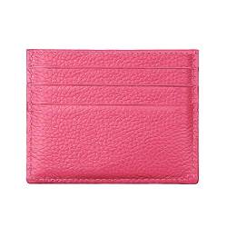 Hibate (Pink-Rot RFID Schutz Leder Kartenetui für Herren Damen Slim Mini Karten Geldbörse Kreditkartenetui von Hibate