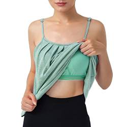 Hibelle Damen BH, Camisole mit verstellbaren Spaghettiträgern, plissierter Vorderseite, fließend, Sommer, lässiges Tanktop, Hellgrün, Mittel von Hibelle