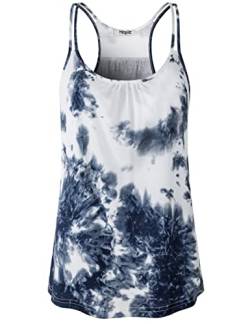 Hibelle Damen-Tanktop mit U-Ausschnitt, Racerback, Yoga, Workout, 2# Blau Tie-Dye, Mittel von Hibelle