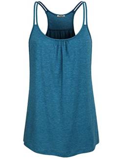 Hibelle Damen-Tanktop mit U-Ausschnitt, Racerback, Yoga, Workout, ozeanblau, Mittel von Hibelle