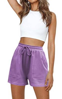 Hibluco Damen Shorts Sommer Hose taillierte Kurze Hose mit Taschen von Hibluco