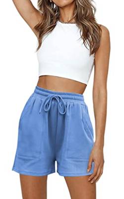 Hibluco Damen Shorts Sommer Hose taillierte Kurze Hose mit Taschen von Hibluco