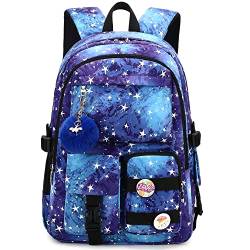 Hidds Laptop-Rucksäcke 40,6 cm Schultasche College Rucksack Reise Tagesrucksack Taschen Büchertaschen für Teenager Mädchen Frauen, Galaxy Blau, Large, Daypack Rucksäcke von Hidds