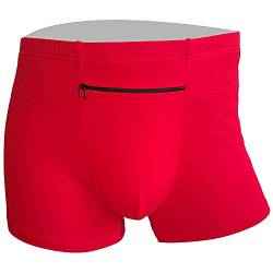 2 Packungen Herren Boxershorts mit versteckter Tasche, kann Ihre Insulinpumpe halten, Taschendiebstahlsichere Geheimtasche Unterwäsche (rot), rot, Large von HideRacoon