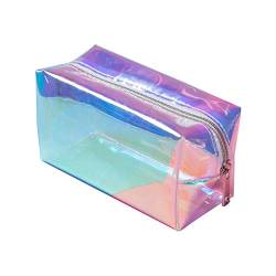 Holografische Make-up-Tasche, Transparente Kulturtasche mit Reißverschluss und Tragbarem Griff, Holografisches Federmäppchen, Aufbewahrungsbox mit Reißverschluss(Mehrfarbig) von Hidyliu