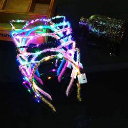 LED Stirnband Bunt Leucht Hairband, Katzenohren Stirnbänder, 10PCS Stirnband Haarband Verfassungs Partei Headwear, LED Blumenkranz Stirnband Festival Geburtstag Weihnachten Party Leucht Kopfstück von Hidyliu