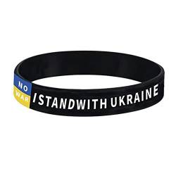 Hiessgozy Armband mit Ukraine-Flagge, mit Aufschrift "I Stand with Ukraine Rubber Bracelets", Unisex, ukrainische Flaggen, Armbänder für Herren für Teenager, Silikon, Größe von Hiessgozy
