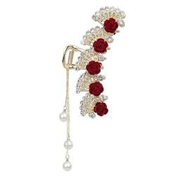 Modische Rosen-Quasten-Haarklammer, eleganter Pferdeschwanz-Clip für Mädchen, Accessoires, Kopfschmuck, exquisite Haar-Eleganz von Hiessgozy