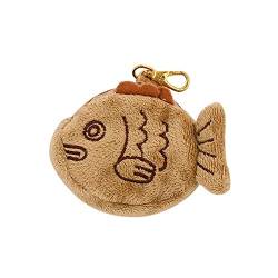 Neue Japan Nette Plüsch Snapper Fisch Geldbörse Handgelenk Dropshipping Reißverschluss Mini Headse Brieftasche Tasche Kabel Tasche Nette X4A5 Münze, braun von Hiessgozy