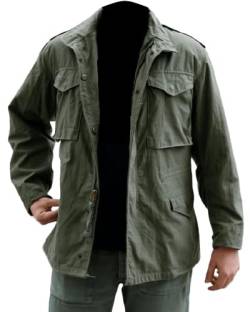 Hifacons John Rambo Baumwolle Cargojacke | M65 Feldjacke Militär US Army Mantel Jacke (Regular, Groß & Tall and Short), M65 Field – grüne Baumwolle, M von Hifacons