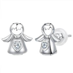 Hifeeled Engel Ohrringe Damen 925 Sterling Silber Ohrstecker für Frauen Original Schmuck Geschenk Mutter Ehefrau Tochter von Hifeeled