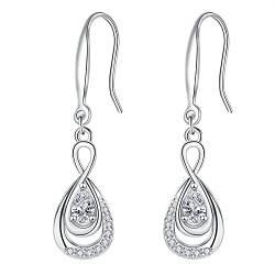 Hifeeled Unendlichkeit Ohrringe Damen 925 Sterling Silber Ohrhänger Ohrringe mit Zirkonia für Frauen Original Schmuck Geschenk von Hifeeled