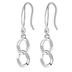 Hifeeled Unendlichkeit Ohrringe Silber 925 Damen Infinity Baumel Ohrringe mit Zirkonia für Frauen Schmuck Geschenk von Hifeeled