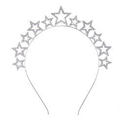 HIFOT Stern Stirnband Haarreif Silber Strass Haarband, Glitzer Haarschmuck Krone Mädchen Frauen Braut Haarreifen Kopfschmuck Festival Hochzeit Party Fasching Haarreif von Hifot