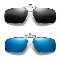 Hifot 2 Pack Sonnenbrille Aufsatz Clip on Sonnenbrille Polarisierte Sonnenbrille Clip auf Flip Up Linse passen über Korrekturbrillen UV400 Beste für Driving von Hifot