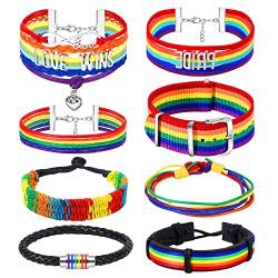 Hifot 8 Stück Regenbogen Armbänder Homosexuell Armband, LGBT Armreif Gay Pride Armband für Herren Damen Paar Parades Rainbow Festival Schmuck von Hifot