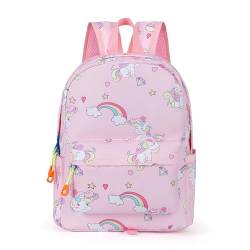 Hifot Einhorn Rucksack Mädchen, Mini Kinderrucksack mit Brustgurt, Tagesrucksack Taschen Doppel Schultertasche Einhörner Geschenke für Kleine Mädchen von Hifot