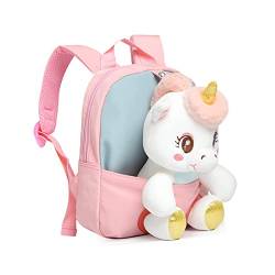 Hifot Einhorn Rucksack für Mädchen, Abnehmbarer Plüschpuppen Kleiner Büchertasche Mini Reisetasche Einhörner Geschenke Rucksäcke für Kinder Mädchen von Hifot