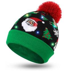 Hifot LED Leuchten Hut Mütze Stricken Helle und Bunte Weihnachten Xmas Christmas Warme Neuheit Strickmütze von Hifot