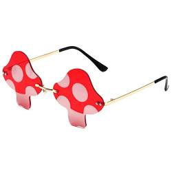 Hifot Rahmenlos Sonnenbrille für Damen, Pilze Form Partybrillen für Fasching Foto Requisiten Geburtstagsfeier für Kinder Erwachsene von Hifot