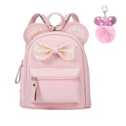 Hifot Rucksack für Mädchen, Süßer Fliege Rucksäcke Mini Leicht Schultaschen mit Schlüsselanhänger Tagesrucksack für Damen Kinder Geschenke von Hifot