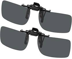 Hifot Sonnenbrille Aufsatz Clip on Sonnenbrille 2 Pack, polarisierte Linse passen über Korrekturbrillen, Flip-up randlose Myopie Sonnenbrille für Frauen und Männer von Hifot