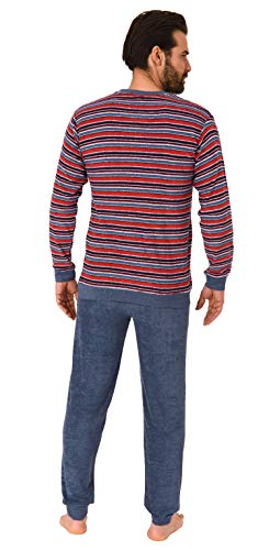 Herren Frottee Pyjama, Schlafanzug mit Bündchen - in toller Streifenoptik - 291 101 13 003, Größe2:54, Farbe:Jeans-Melange von High Class by Normann