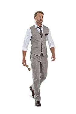 High-End Suits Wedding Suits 2 Pieces Slim Fit Vest Pant Groomsmen Tuxedos Summer Linen Gray Men Suits Casual Suits for Men gr-4842 von High-End Suits